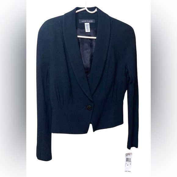 ANNE KLEIN BLAZER SINGLE BUTTON BLACK WOMEN PEAK LAPEL LONG SLEEVE SIZE SIX (6) - Picture 11 of 12